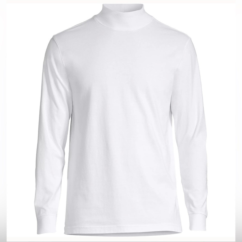 Lands' End Men's White Super T Mock Turtleneck Size L NWT